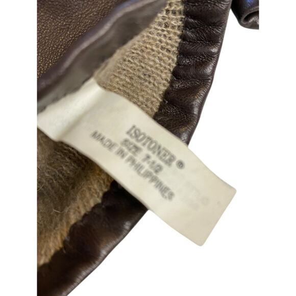 Size 7.5 Isotoner Vintage Womens Brown Leather Cashmere Lined Gloves - Picture 4 of 7